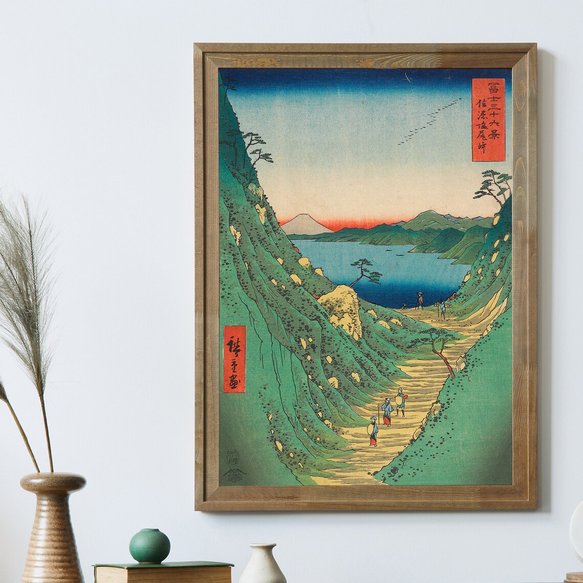 Hiroshige Suwa Pass Travelers With Mount Fuji Lake View Poster - Image 2