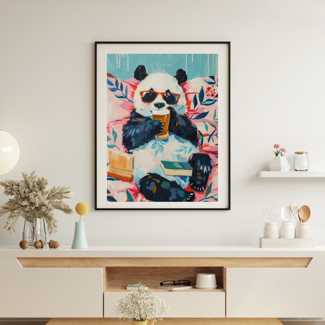 Funny Cool Panda in Sunglasses Drinking Beer Poster for Bar Decor - Image 8