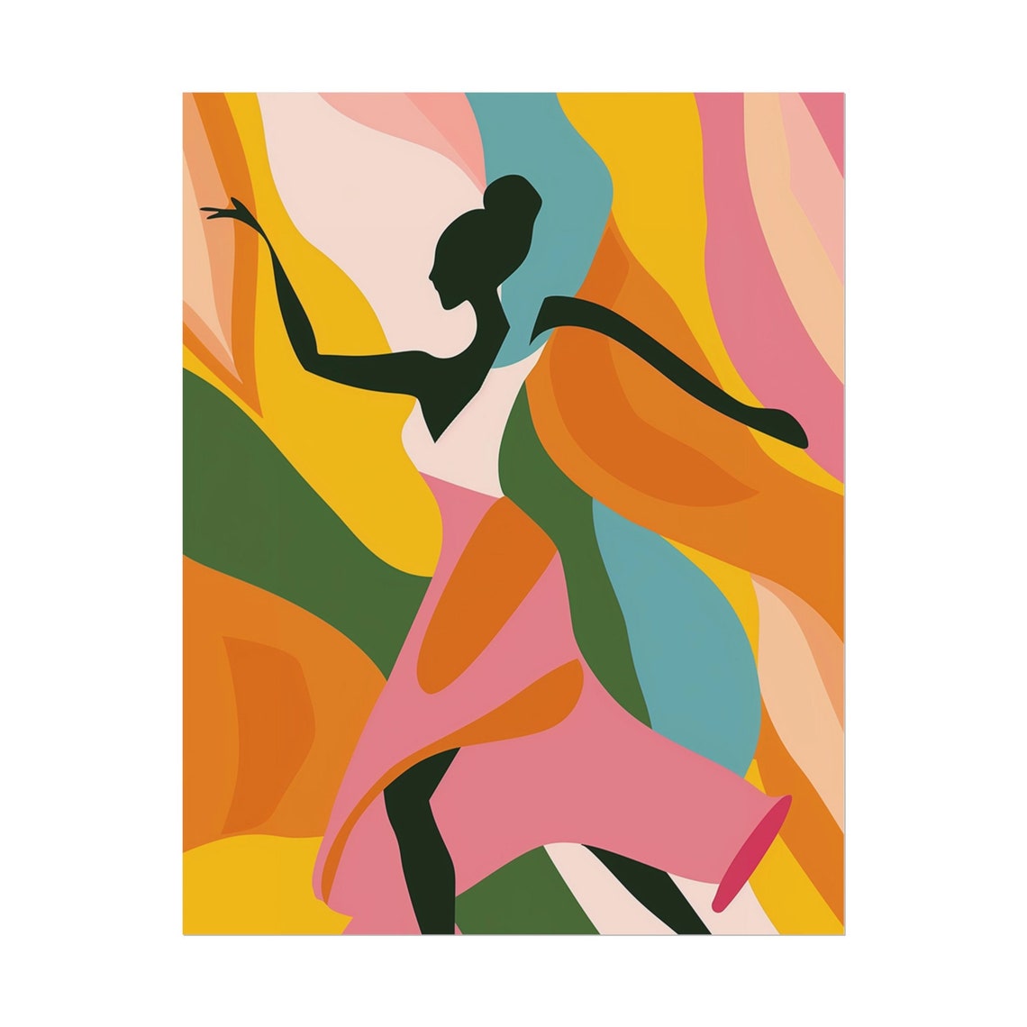Vibrant Dancing Figure Silhouette Rainbow Flow Modern Poster - Image 3
