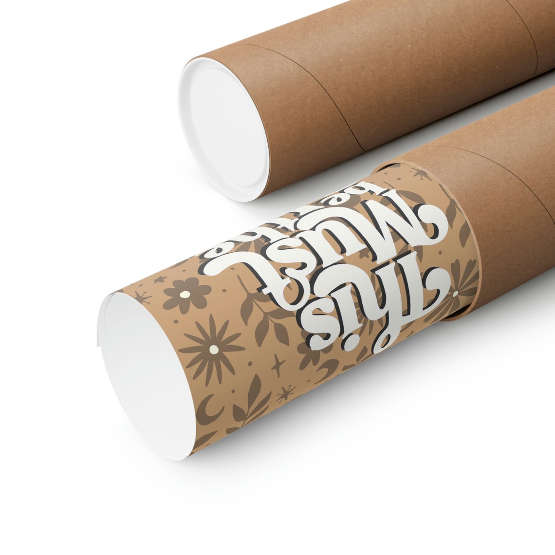 This Must Be The Place Retro Poster In Warm Tan Floral Pattern - Image 6