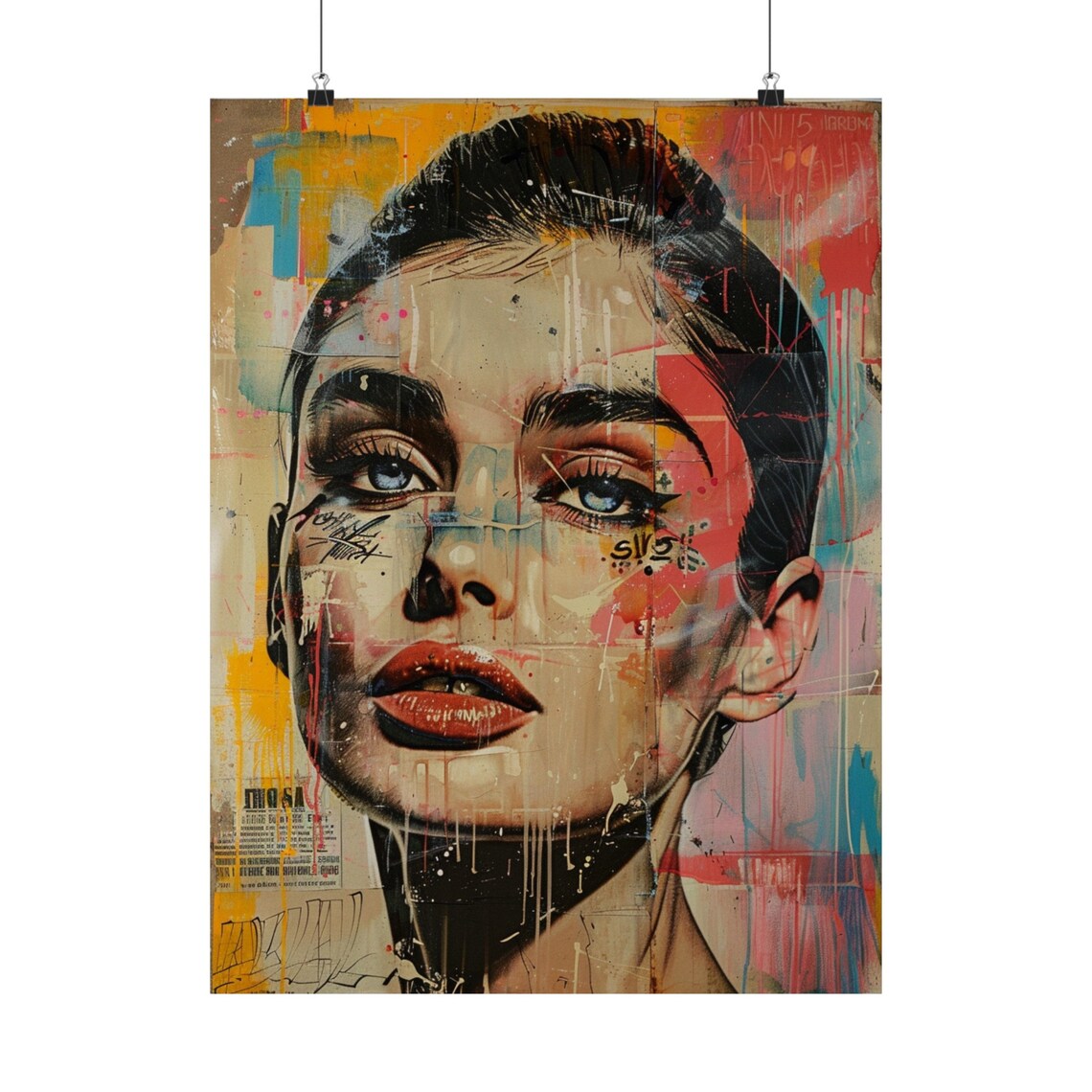 Abstract Colorful Graffiti Style Woman Face Portrait Art Poster - Image 5