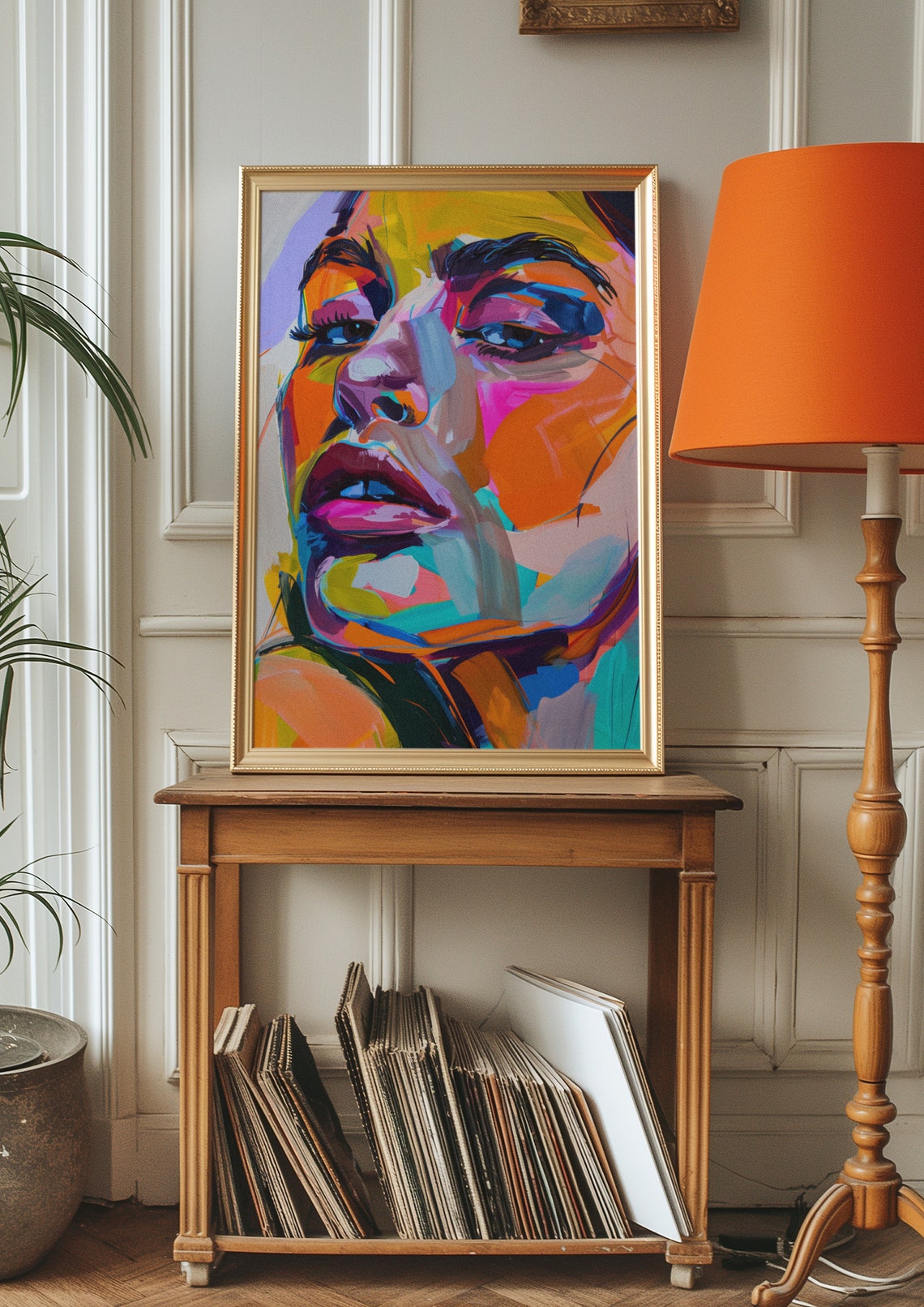 Bold Pop Art Woman Face in Neon Bright Colors Statement Poster - Image 2