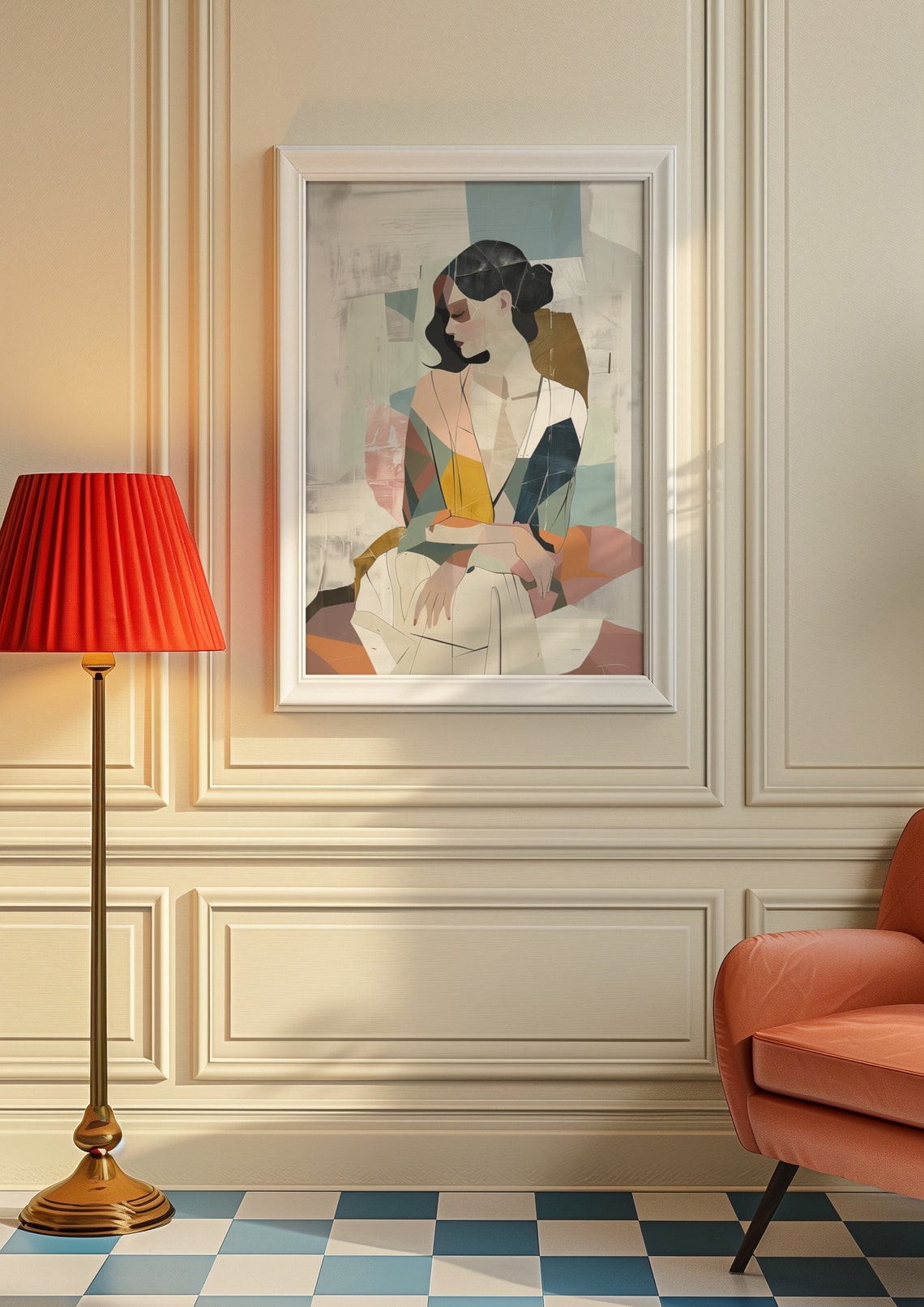 Modern Abstract Art Woman Portrait Print Boho Poster Feminine Geometric Portrait Minimalist Contemporary Home Decor - Image 6