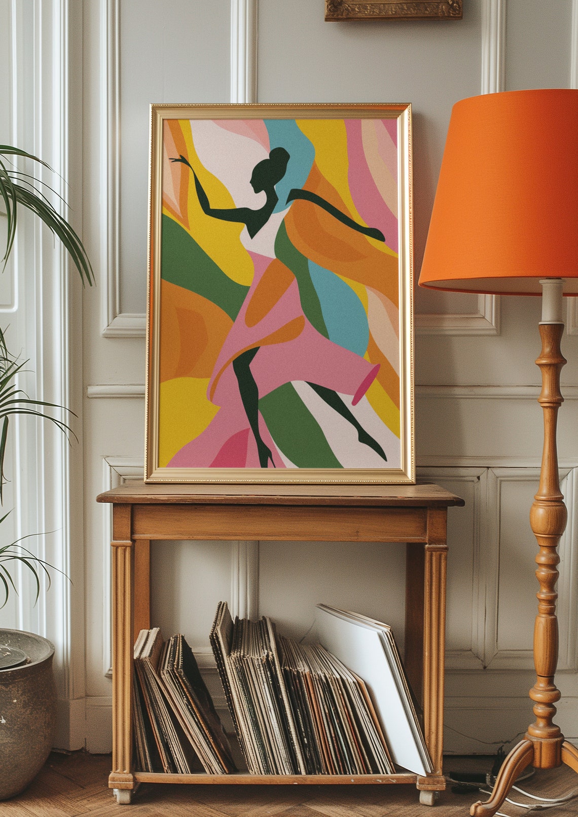 Elegant Abstract Dance Art Print Vibrant Silhouette With Colorful Flowing Background High Resolution Jpg Wall Decor - Image 2