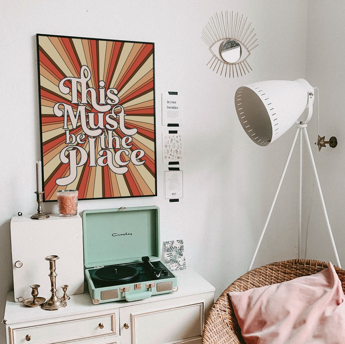 This Must Be the Place Retro Sunburst Lyric Typography Wall Poster - Image 5
