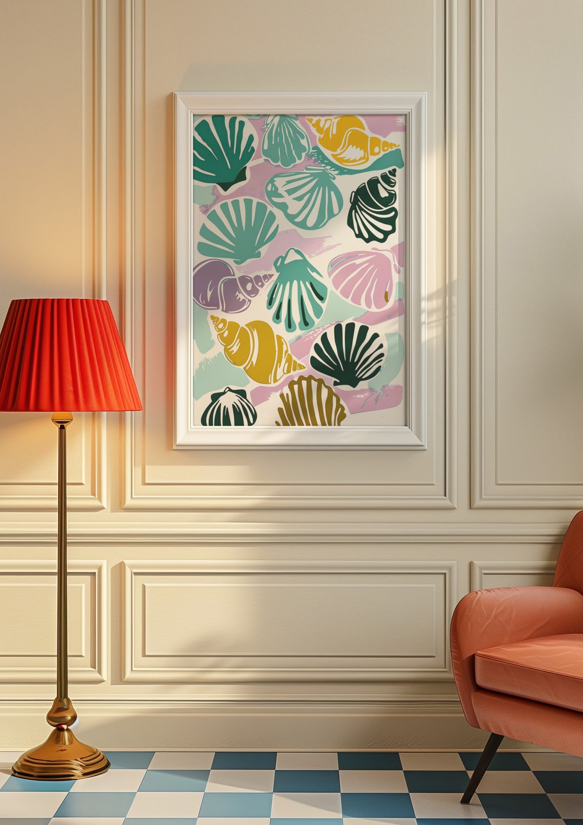Colorful Seashell Art Print Vibrant Beach Themed Abstract High Resolution Jpg Coastal Wall Decor - Image 8