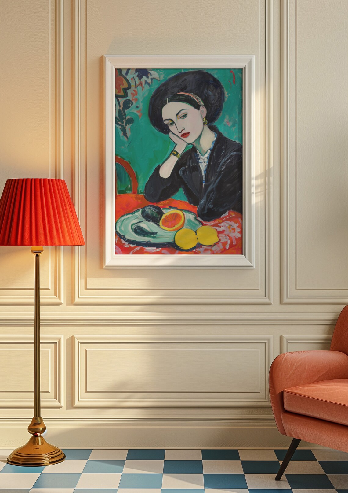 Sophisticated Woman in Black with Fruit Plate Matisse Art Poster - Image 6