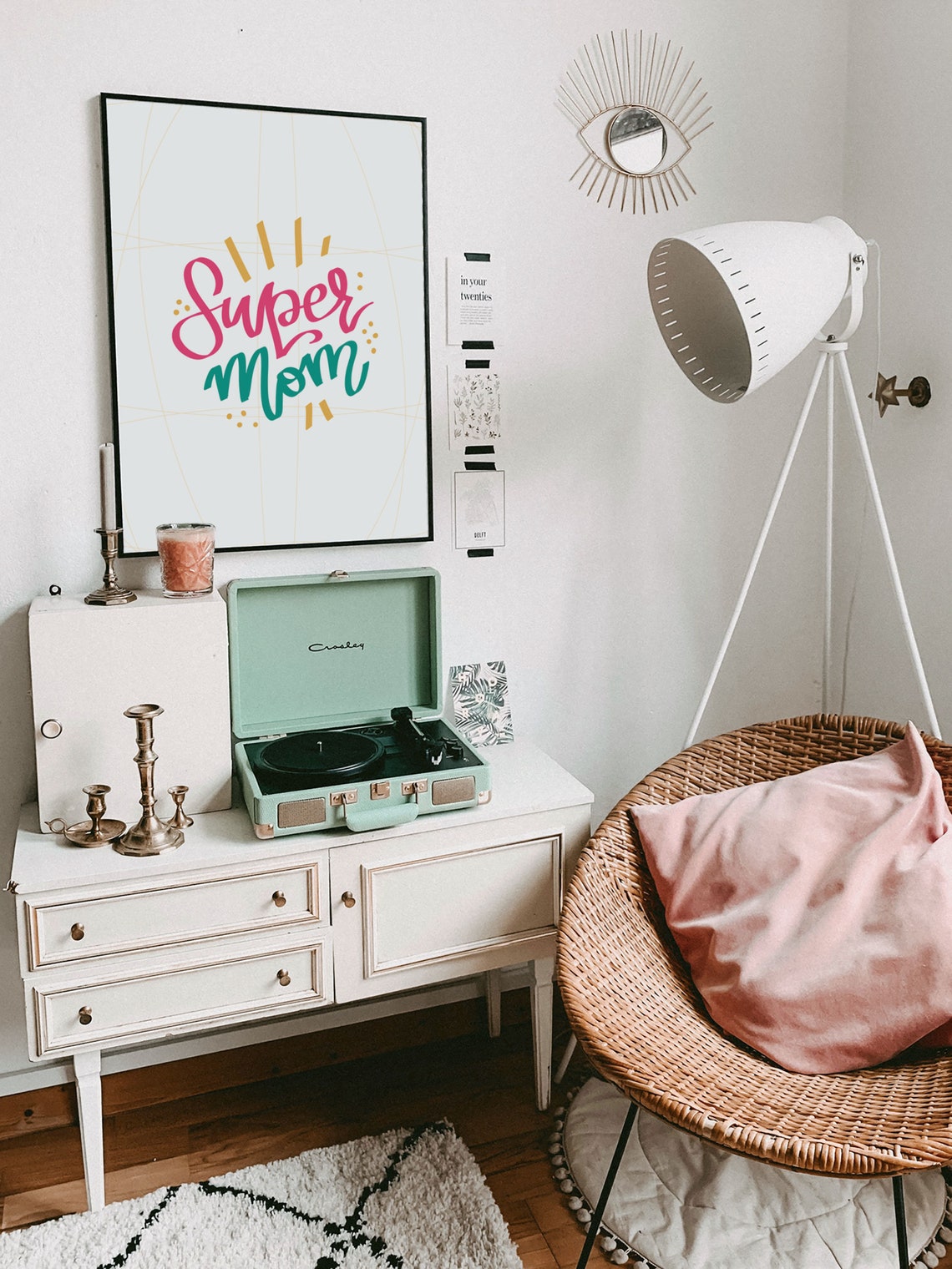 Super Mom Hand Lettered Quote Poster In Pink And Teal Script - Image 6