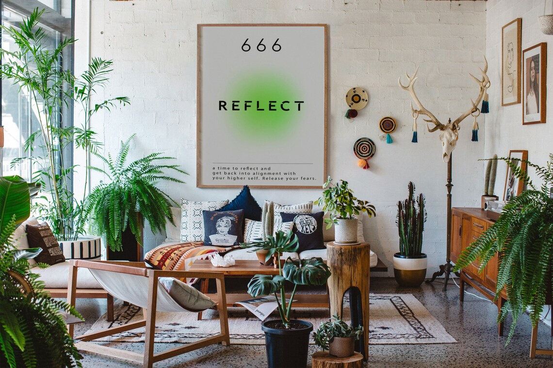 Angel Number 666 Reflect Minimalist Aura Spiritual Art Poster - Image 6