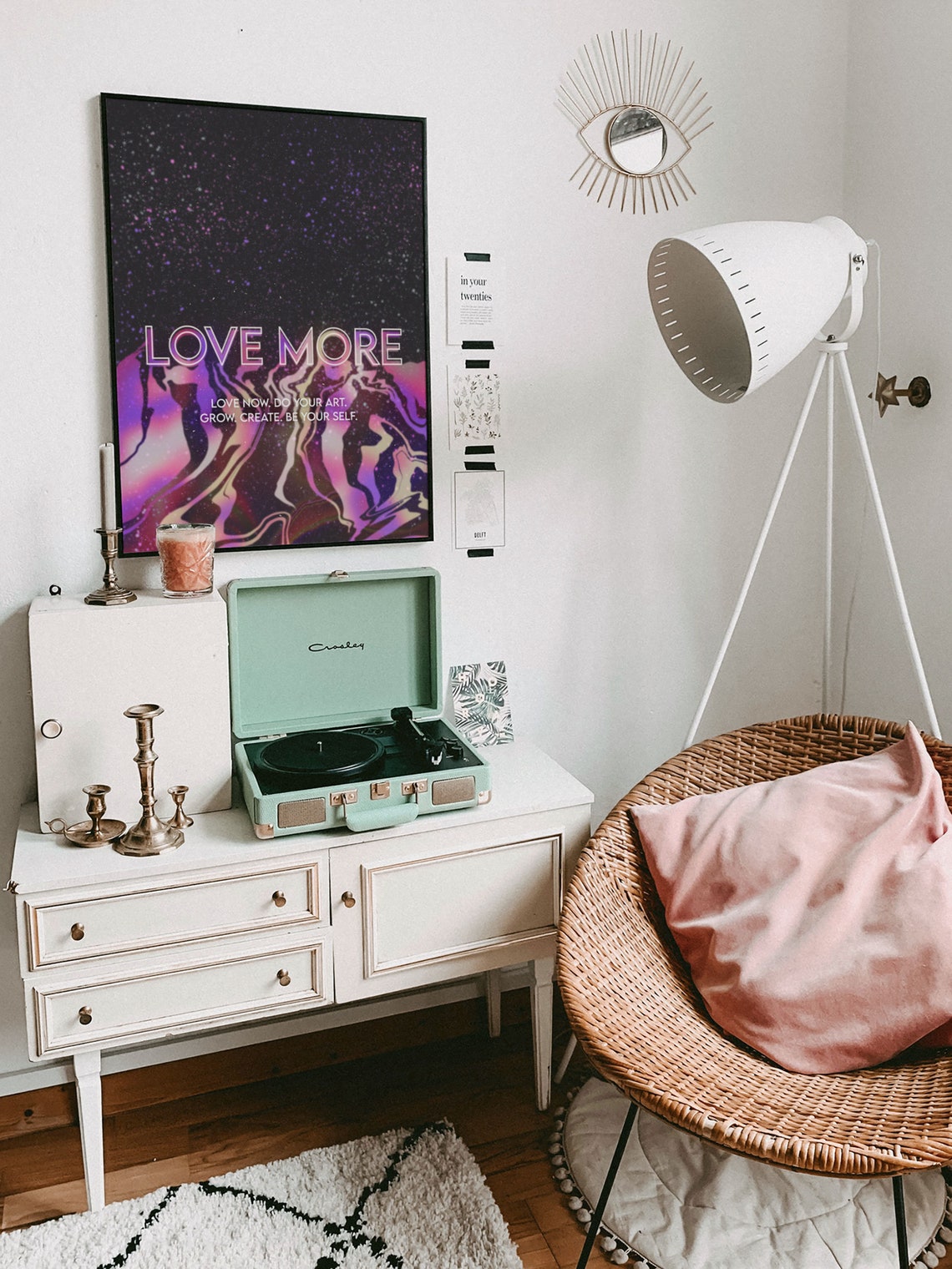 Love More Cosmic Quote Poster With Neon Gradient Starry Night - Image 7