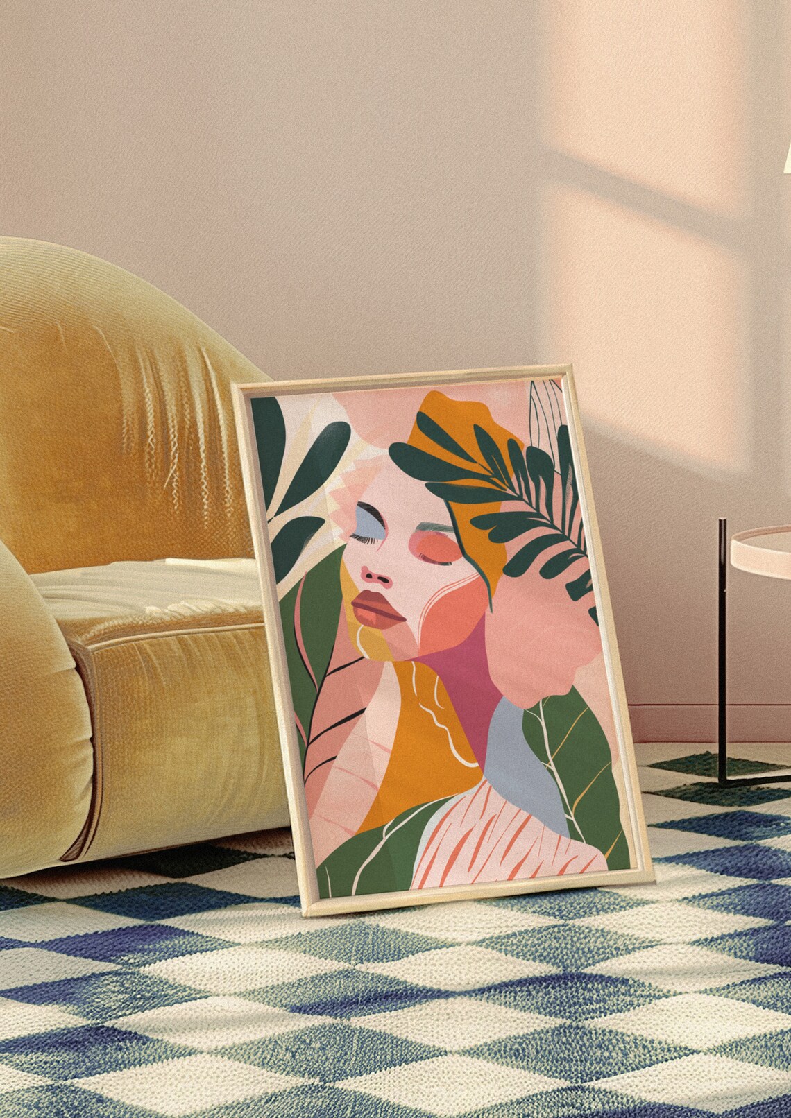 Woman Face Among Lush Tropical Leaves Dreamy Portrait Poster - Image 4
