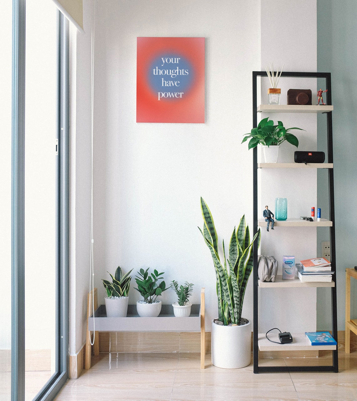 Your Thoughts Have Power Aura Gradient Quote Poster Coral Blue - Image 7