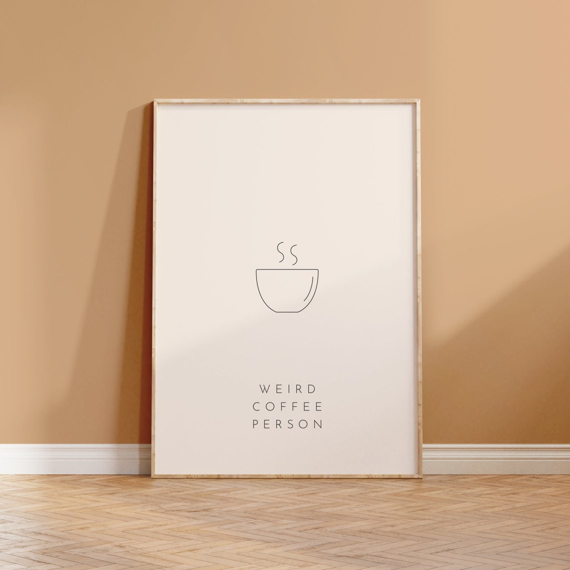 Weird Coffee Person Minimal Steaming Cup Line Kitchen Art Poster