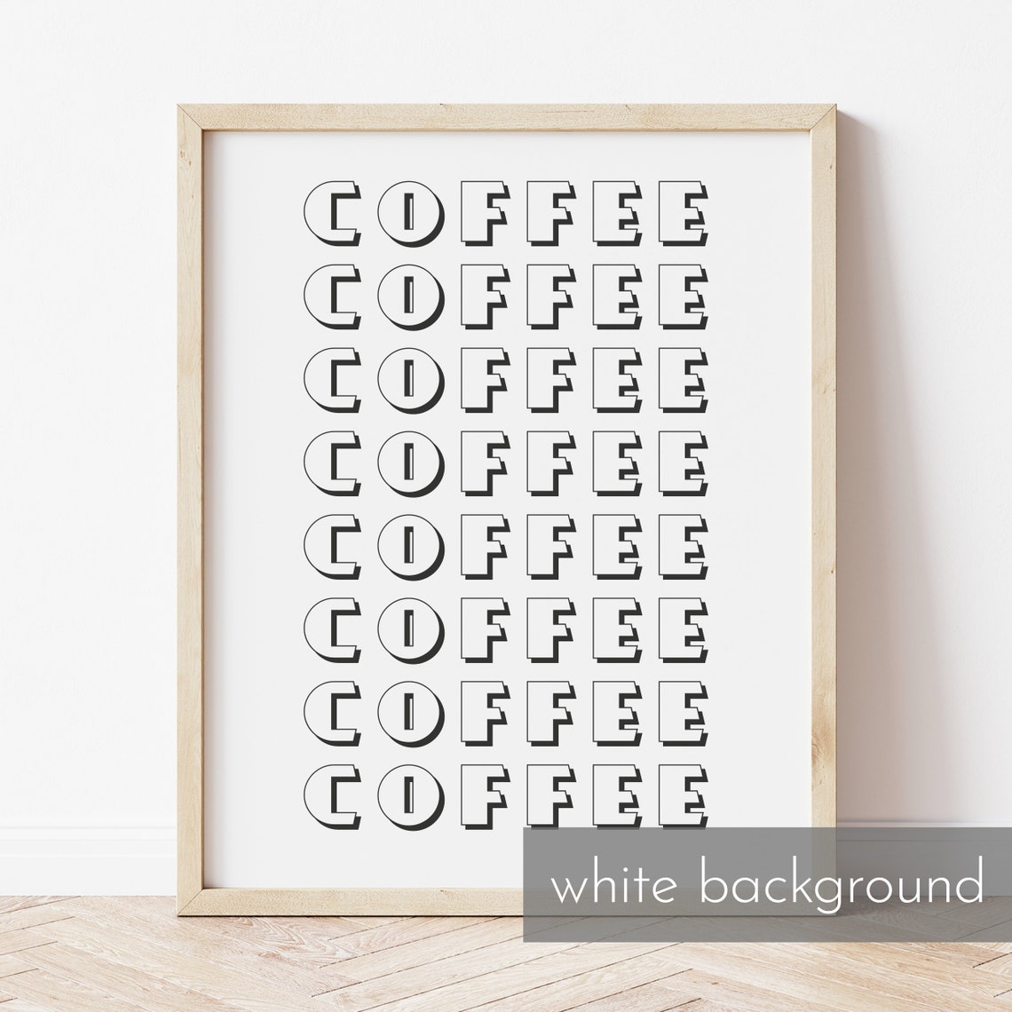 Coffee Repeated Rows Retro Typography Coffee Lover Art Print - Image 3