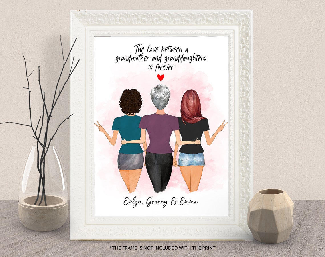 Personalized Grandma Print Gift Grandma And Granddaughter Portrait Grandma Mum Nana Mothers Day Gift Idea Grandmother Best Friend Print