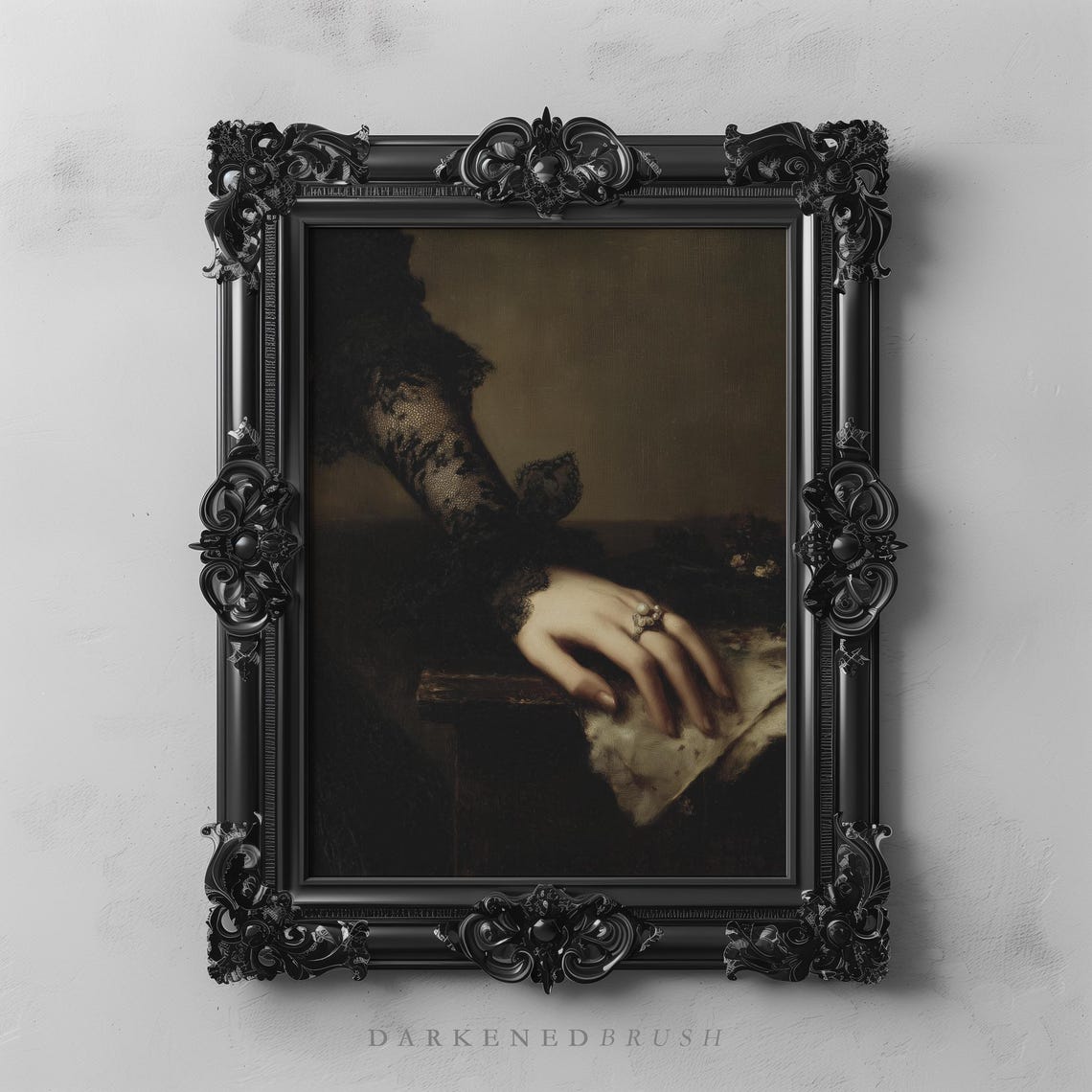 Victorian Gloved Hand Ring Lace Sleeve Dark Academia Study Poster