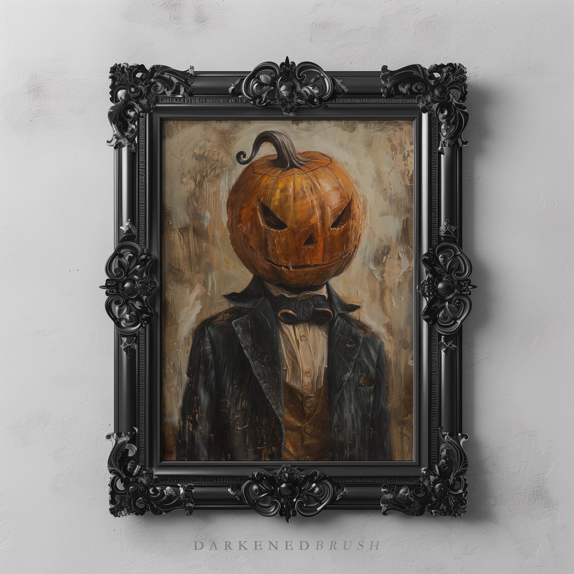 Dapper Jack O Lantern Gentleman Victorian Portrait Halloween Print