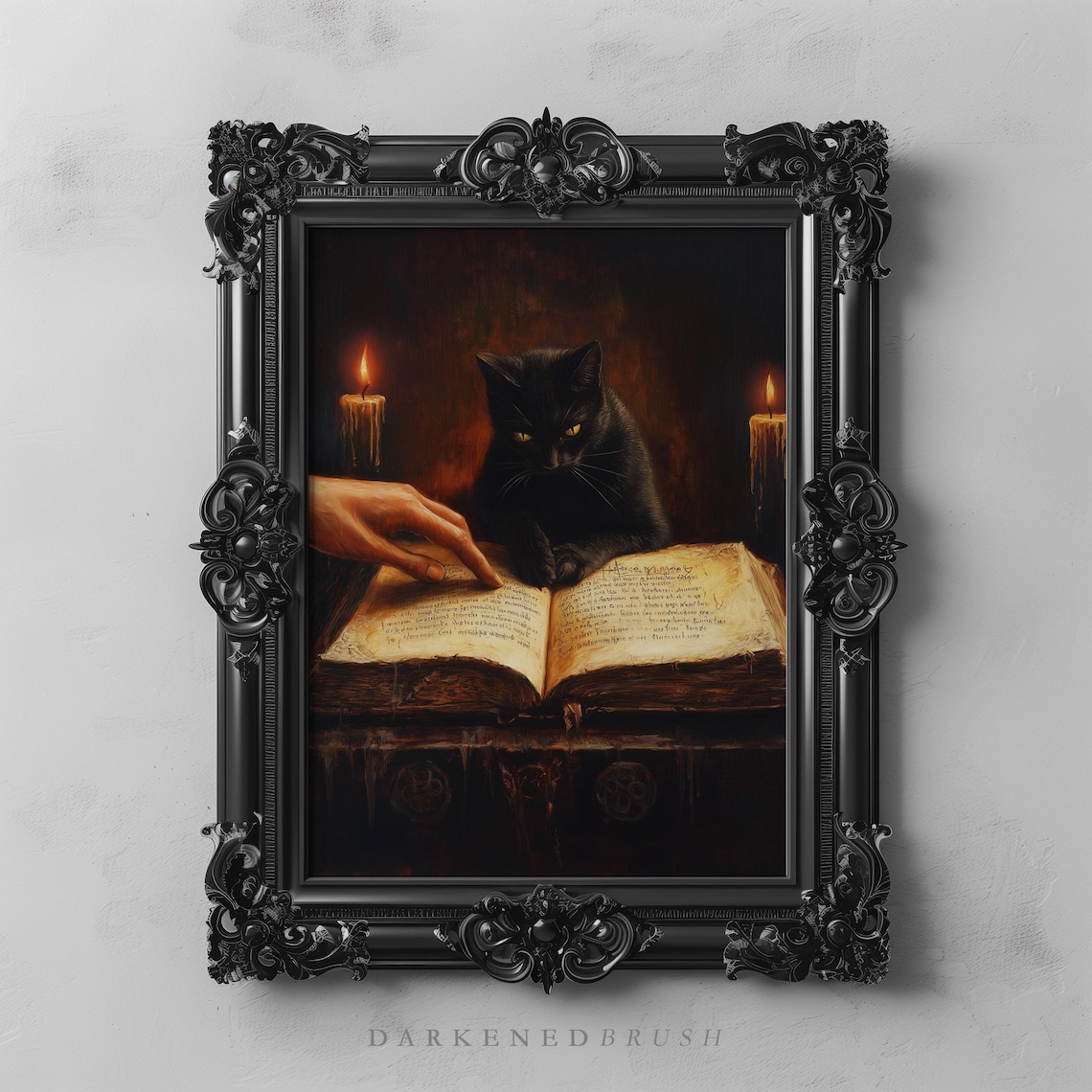 Black Cat Familiar Gothic Witch Decor Art Print