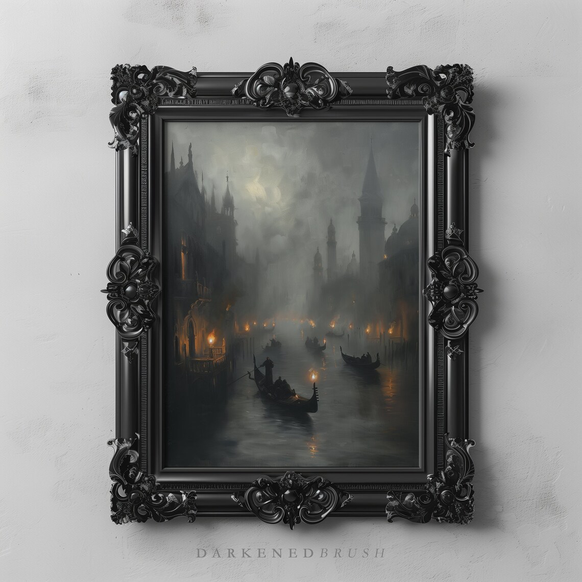 Misty Venice Grand Canal Vintage Oil Art Print