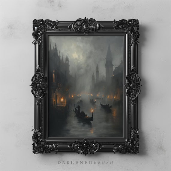 Misty Venice Grand Canal Vintage Oil Art Print