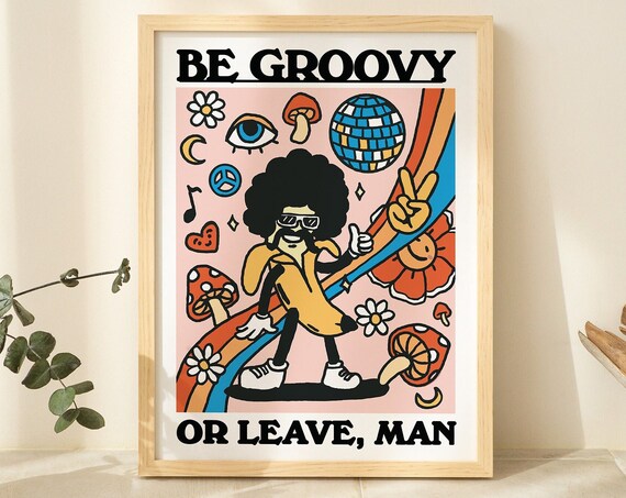 Groovy Banana Retro Aesthetic Art Print