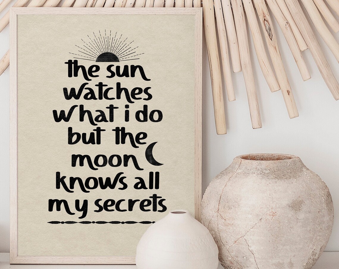 Boho Sun Moon Quote Print, Minimalist Decor