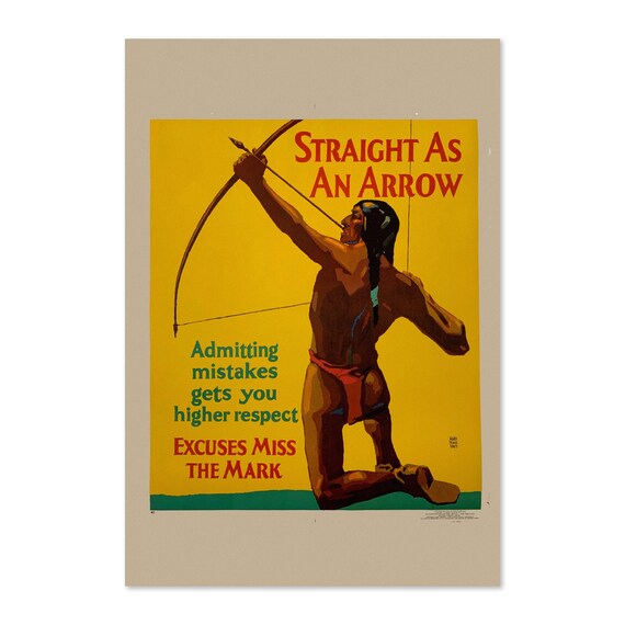 Straight As An Arrow Archer 1920s Vintage Motivational Poster