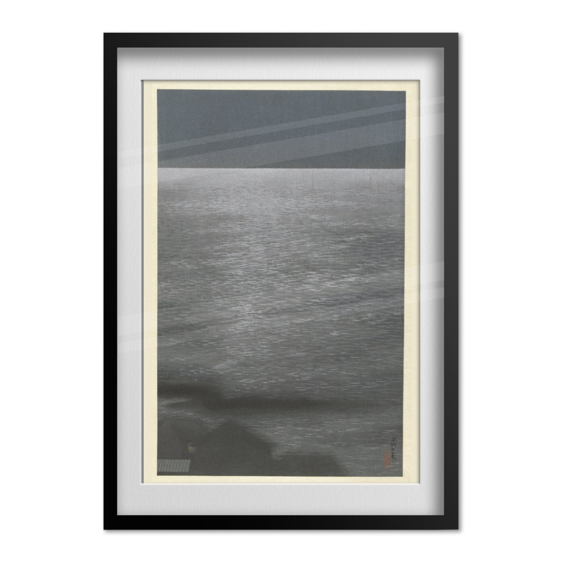 Moonlit Sea Waves Japanese Woodblock Night Ocean Minimal Poster - Image 4