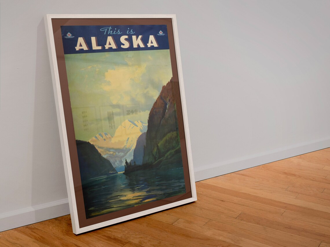This is Alaska Glacier Fjord Steamship Line Vintage Travel Poster - Image 4