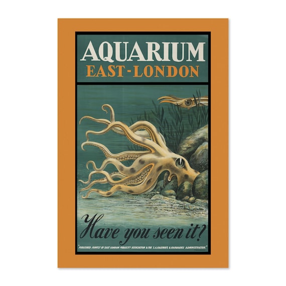 1939 Visit The London Aquarium Octopus Vintage Style Travel Poster Classic Collection Art Print For Gifts And Wall Art Dcor