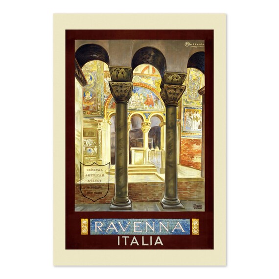 Ravenna Italia Byzantine Basilica Mosaic Interior Travel Poster