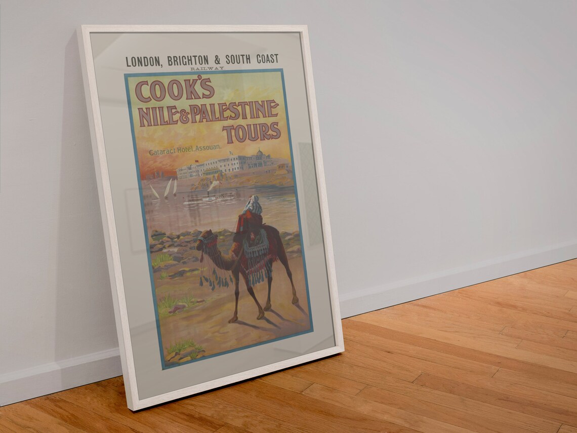 Cooks Nile and Palestine Tours Vintage Travel Poster Camel Scene - Image 4