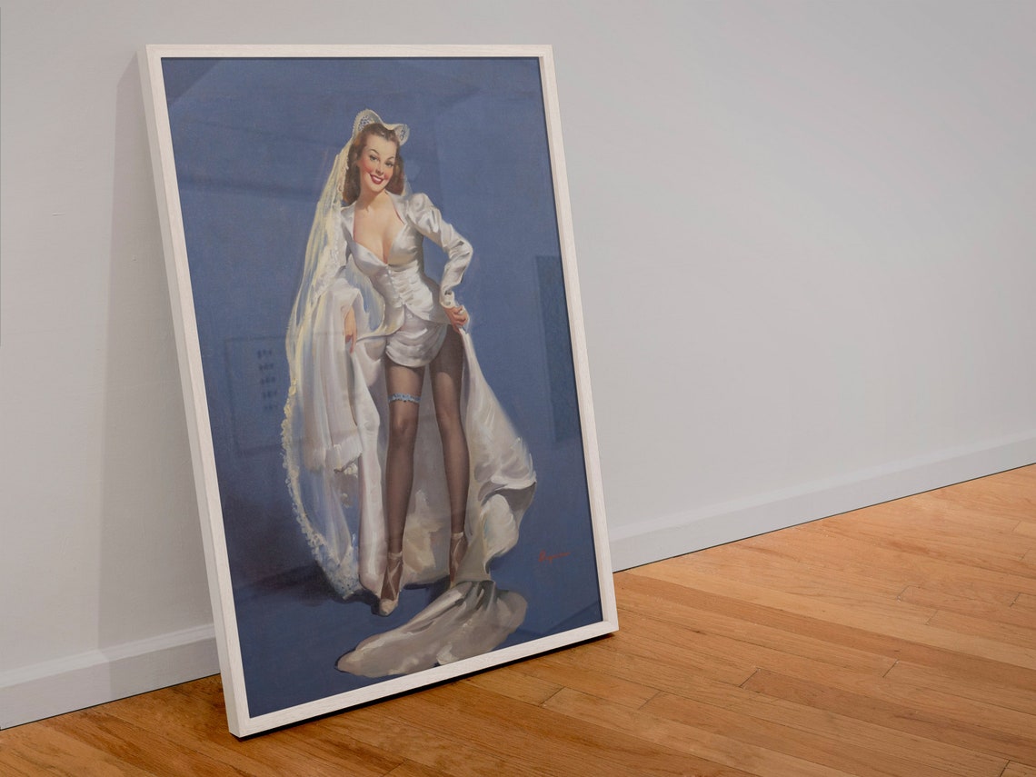 Gil Elvgren Something Blue Vintage Bridal Pin Up Girl Poster - Image 4