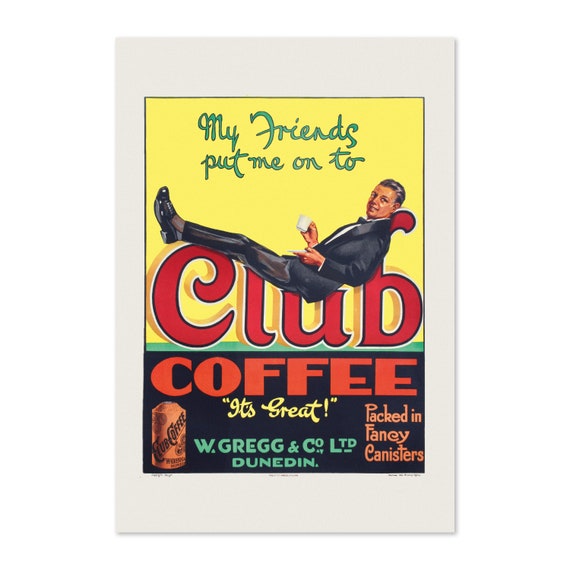 1920s Club Coffee Vintage Style Poster Classic War Art Print For Gifts And Wall Art Dcor