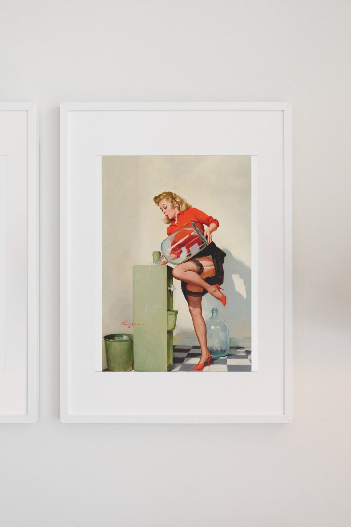 Gil Elvgren A Refreshing Lift Water Cooler Pinup Poster Gift - Image 3