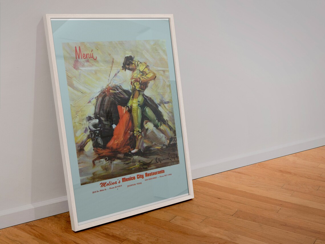 Molinas Mexico City Restaurants Menu Cover Bullfighter Vintage Print - Image 4