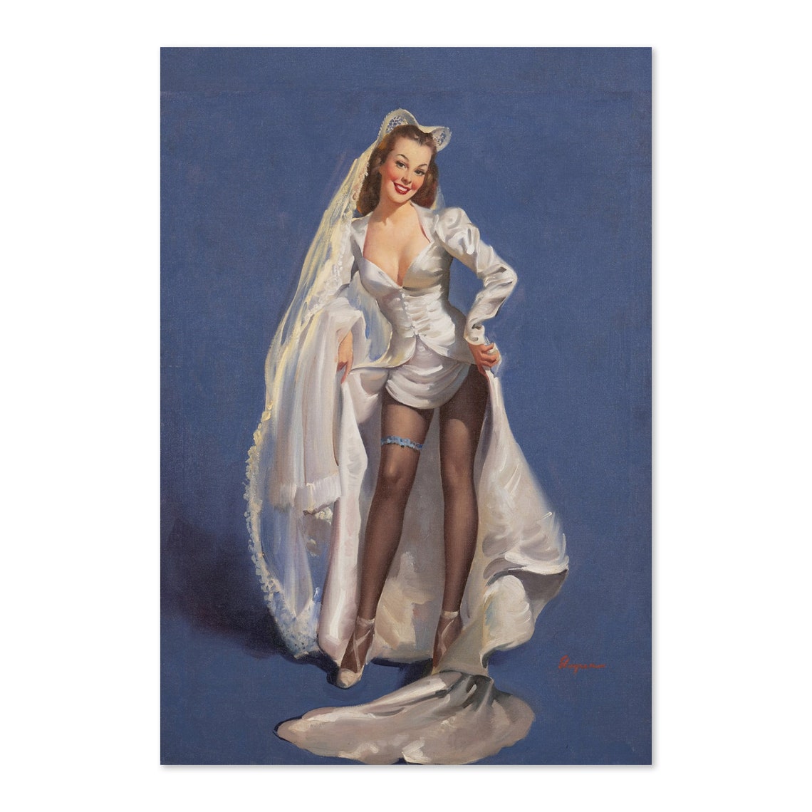 Gil Elvgren Something Blue Vintage Bridal Pin Up Girl Poster