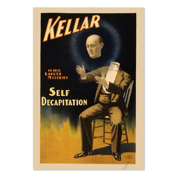 Kellar Reads With The Devil 1894 Vintage Style Magic Poster Print Classic Magic Art Print For Gifts And Wall Art Dcor