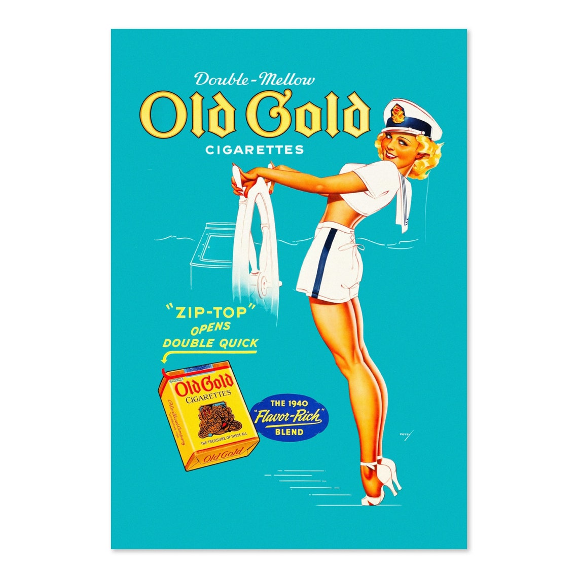 1939 Petty Girl Poster Old Gold Cigarettes Sailor Girl Pinup Poster Classic Advertising Art Print For Gifts And Wall Art Dcor