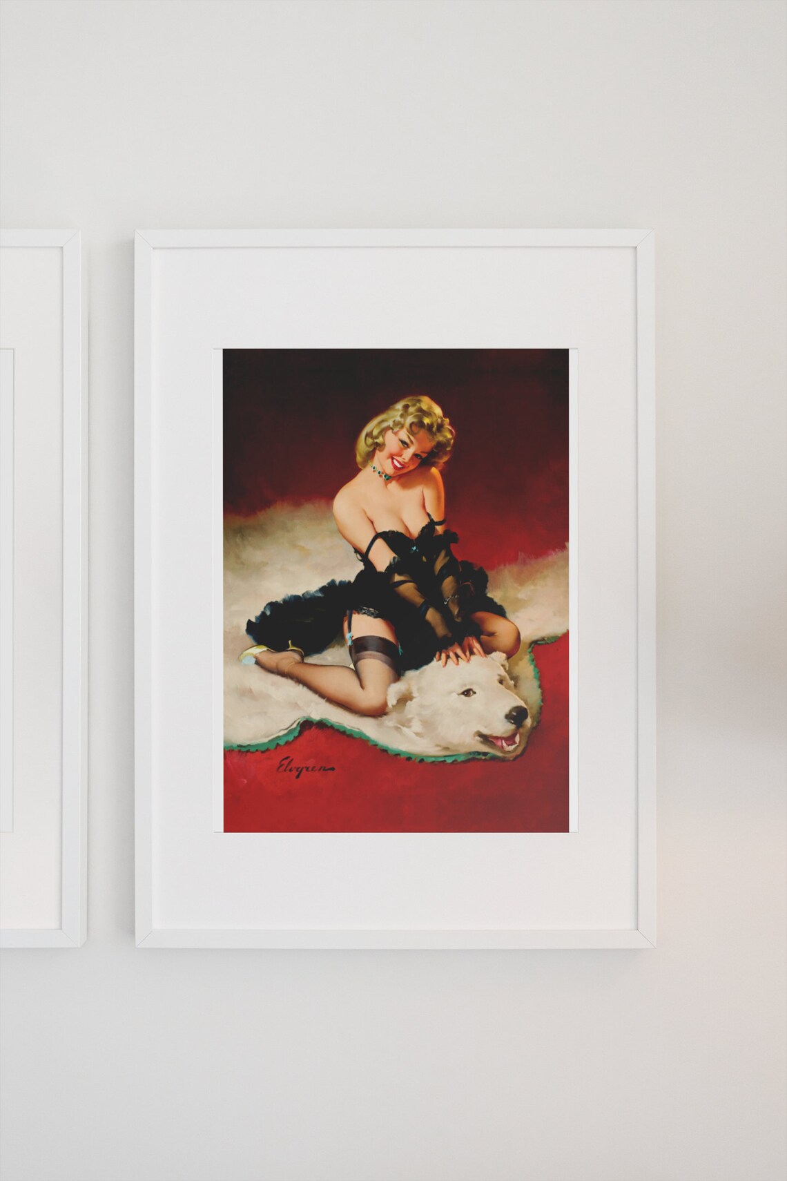 Gil Elvgren Bear Facts Polar Bear Rug Retro Pinup Art Poster - Image 3