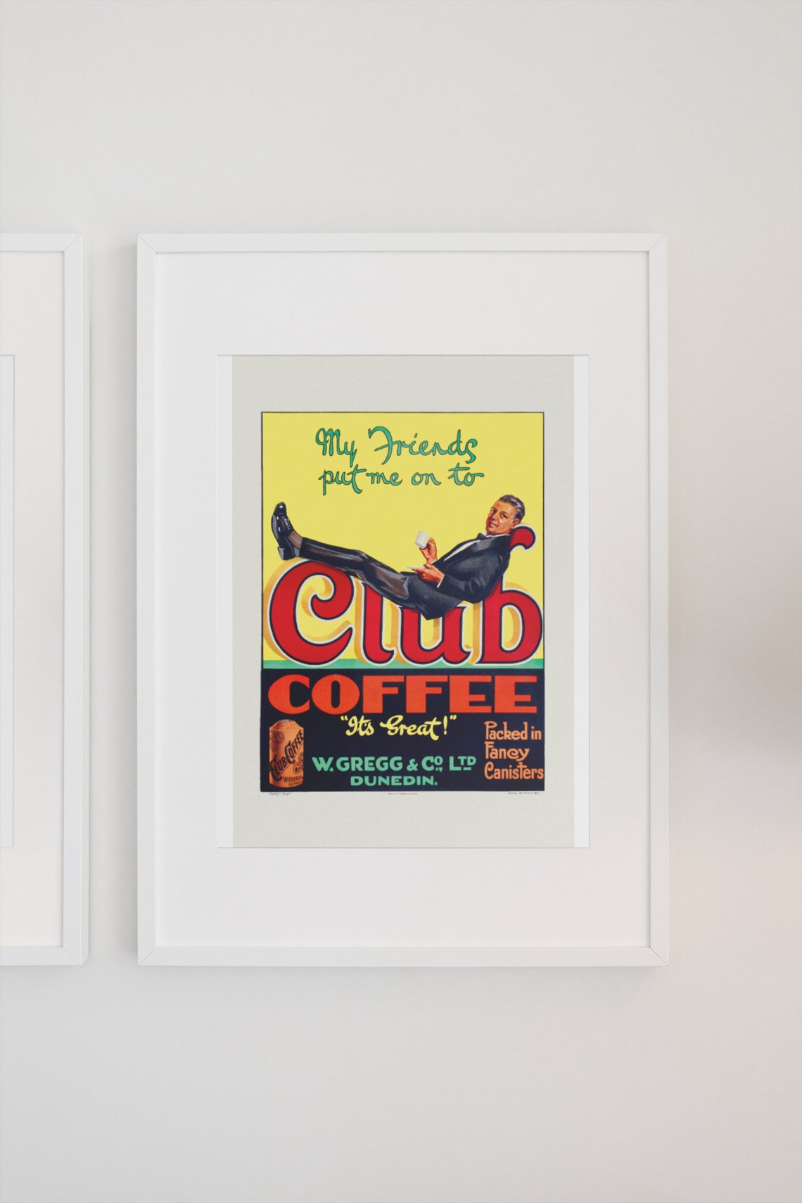 Club Coffee Its Great Gregg Dunedin Vintage Coffee Ad Poster - Image 3