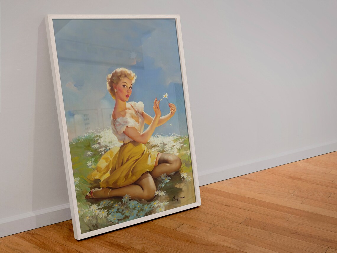 Gil Elvgren Daisies Are Telling Flower Girl 1950s Pinup Poster - Image 4