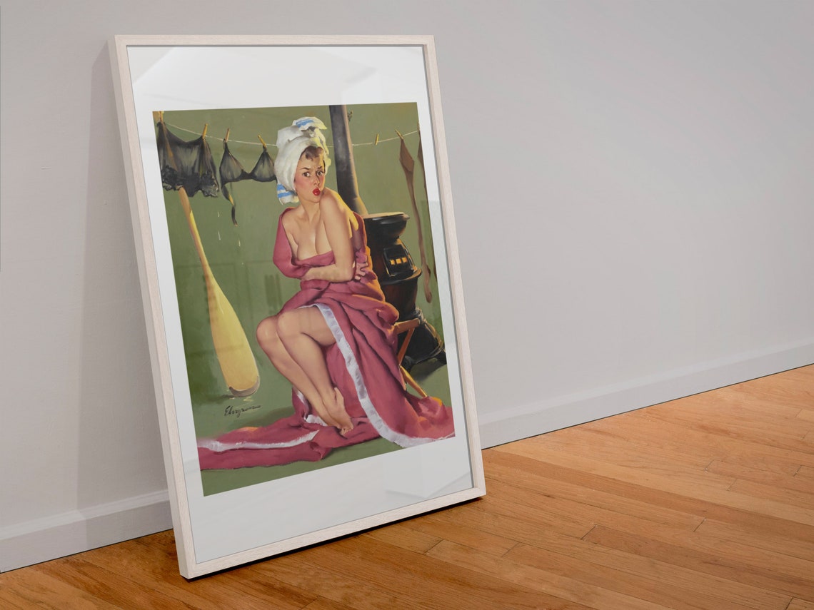Elvgren Pin Up Girl Pink Towel by Hot Stove Laundry Vintage Poster - Image 4
