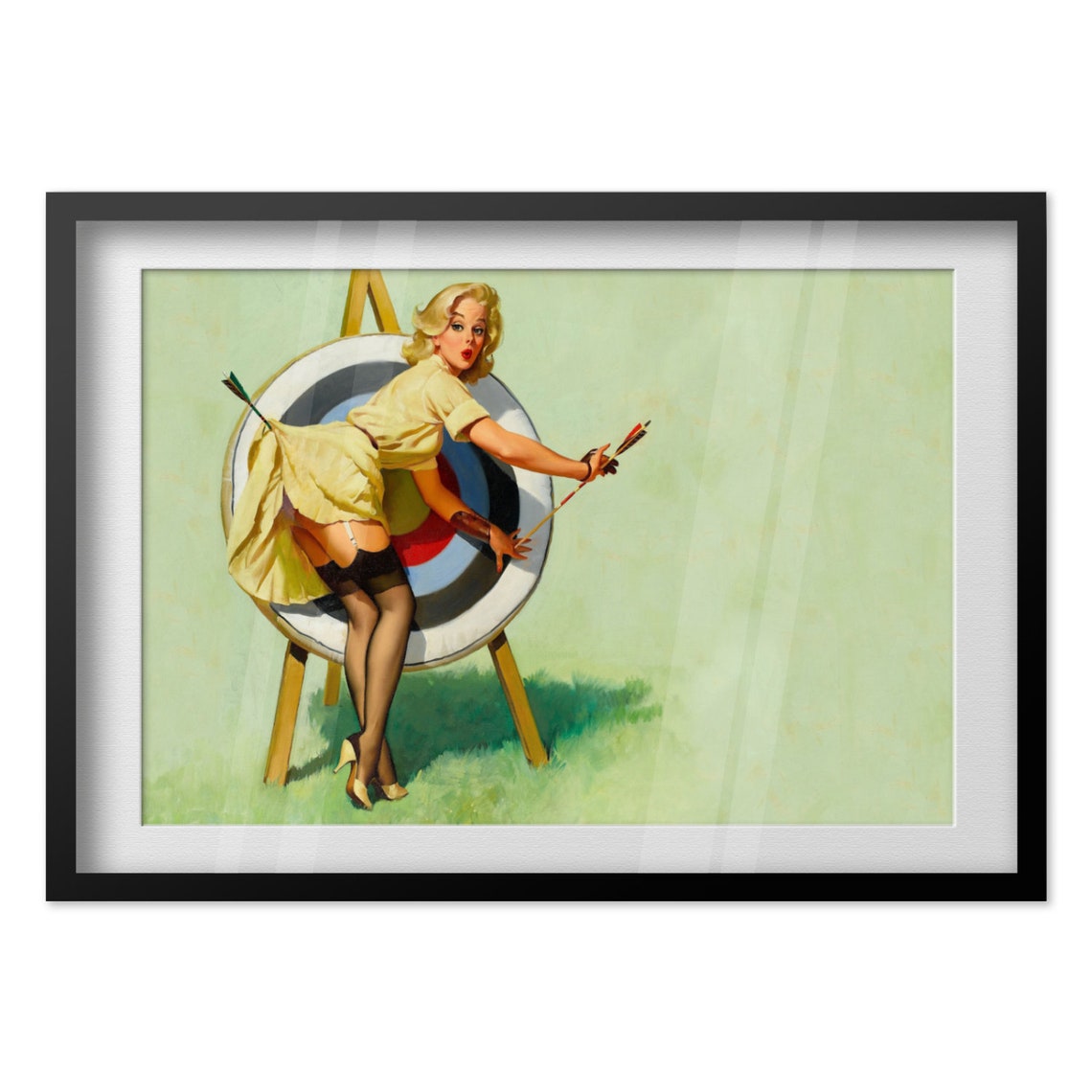 1964 Near Miss Vintage Style Elvgren Sexy Pinup Girl Achery Poster For Gifts And Wall Art Dcor - Image 4