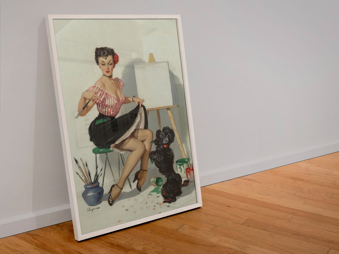Gil Elvgren Artist Girl Poodle Vintage Pin Up Painting Studio Poster - Image 4