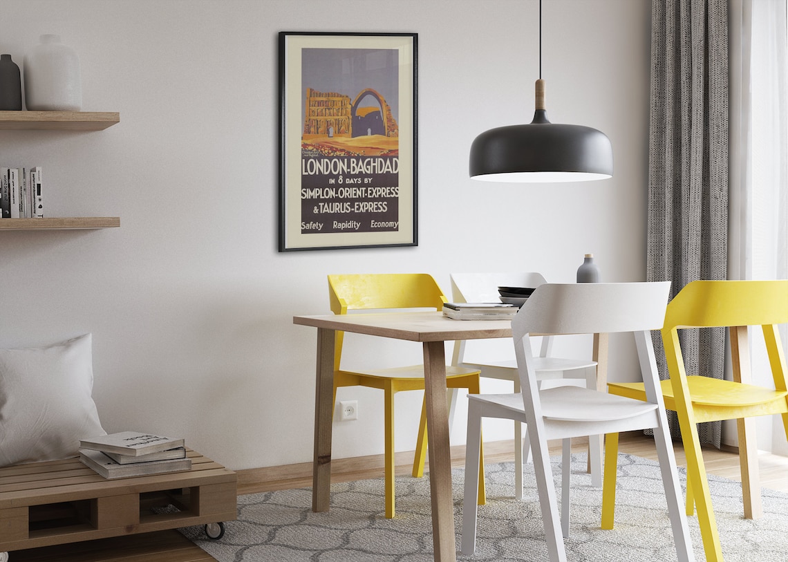 London to Baghdad Vintage Style Train Travel Poster - Image 2
