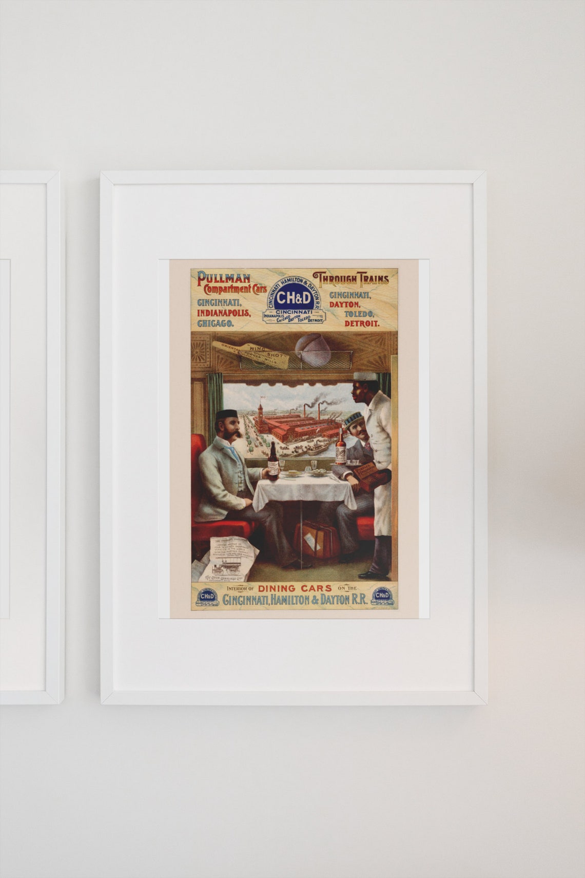 Pullman Dining Cars Cincinnati Hamilton Dayton Railroad Vintage Poster - Image 3