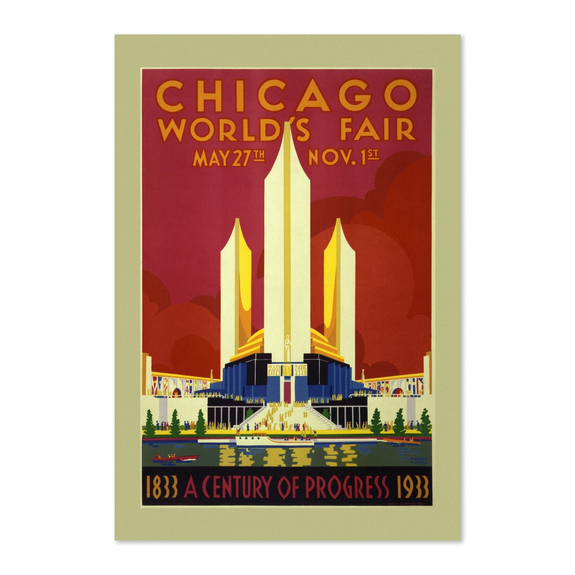 Chicago World's Fair 1933 A Century of Progress Travel Poster