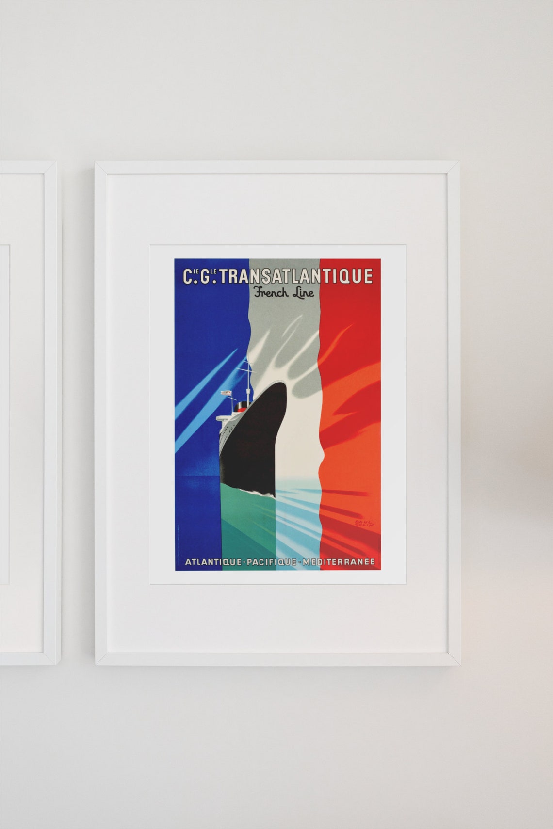 Cie Gle Transatlantique French Line Ocean Liner 1930s Ship Poster - Image 3