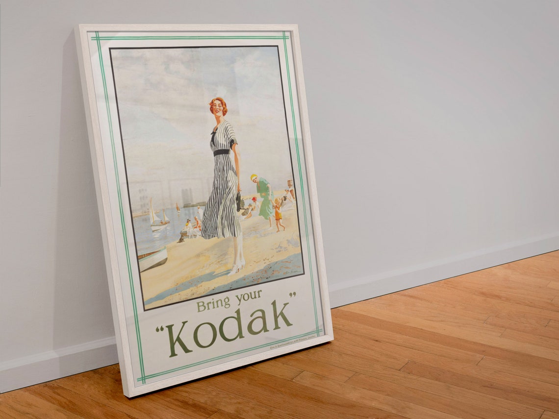 Bring Your Kodak 1925 Beach Scene Vintage Camera Advertising Poster - Image 4